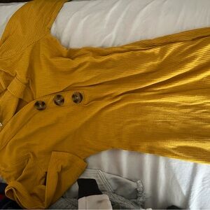 Yellow button up long sleeve dress